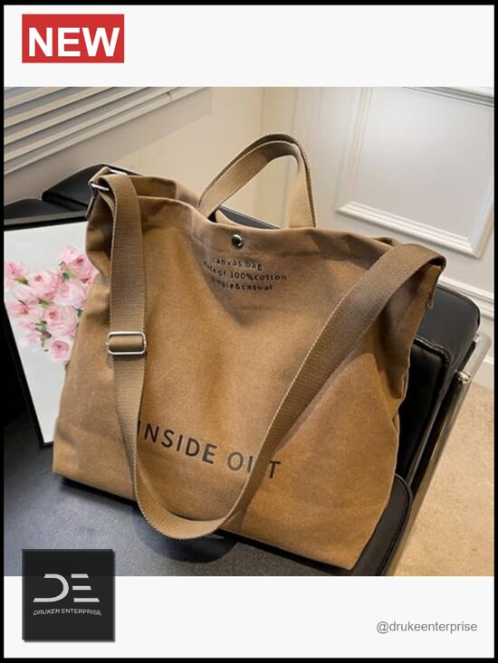 Canvas Shoulder Large Bag Multiple Pockets Pleated Purse  Large Canvas Tote Bag with Adjustable Strap, Multiple Pockets, Crossbody